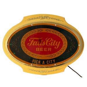 Vintage 1981 Falls City Beer Lighted Sign Oval Wall Bar Decor Pick A City